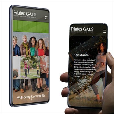 Pilates Gals website mobile layout